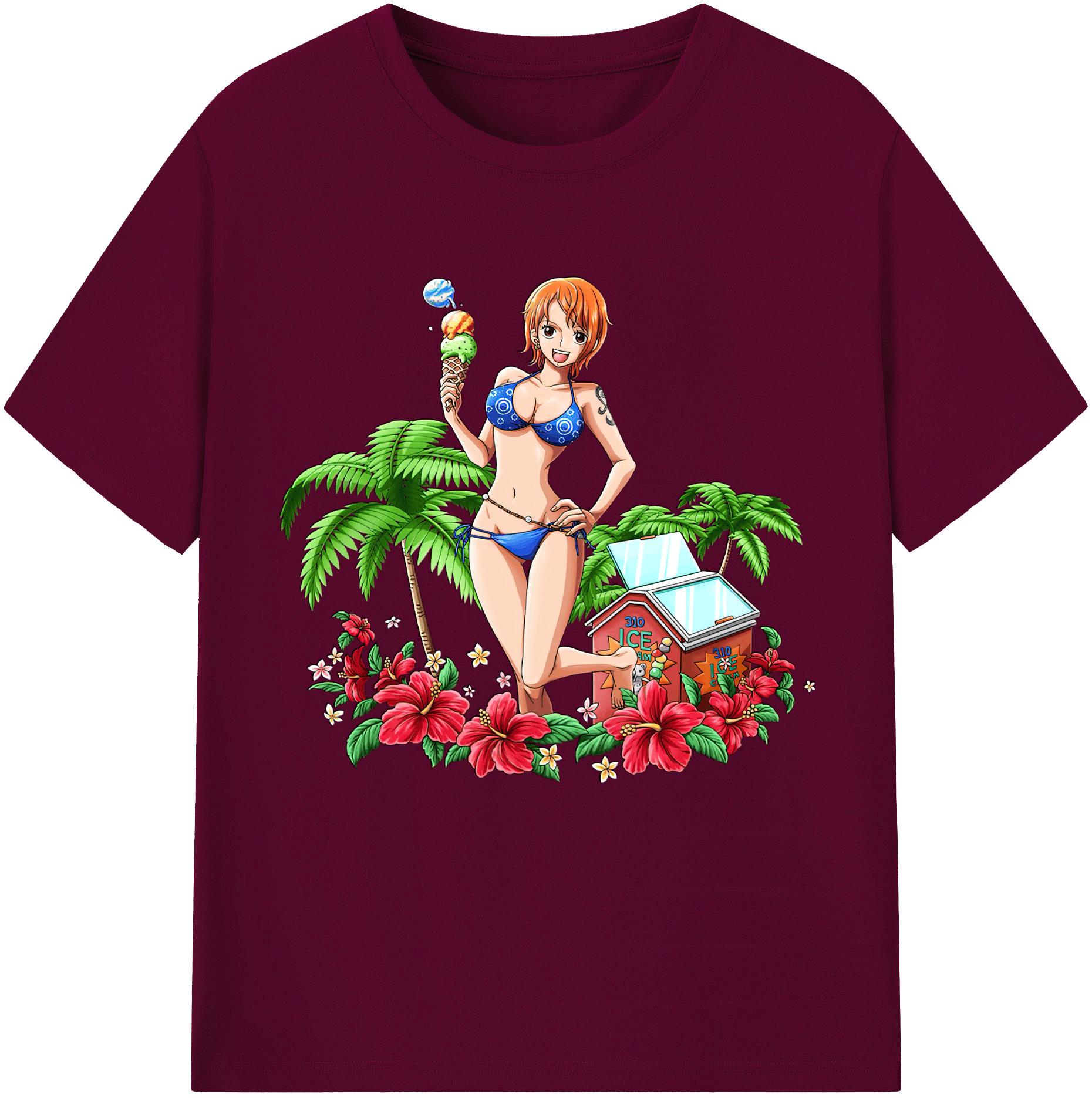 （画像用） ワンピース ナミ ONE PIECE Nami レディースカジュアルプリントTシャツ（綿100％）